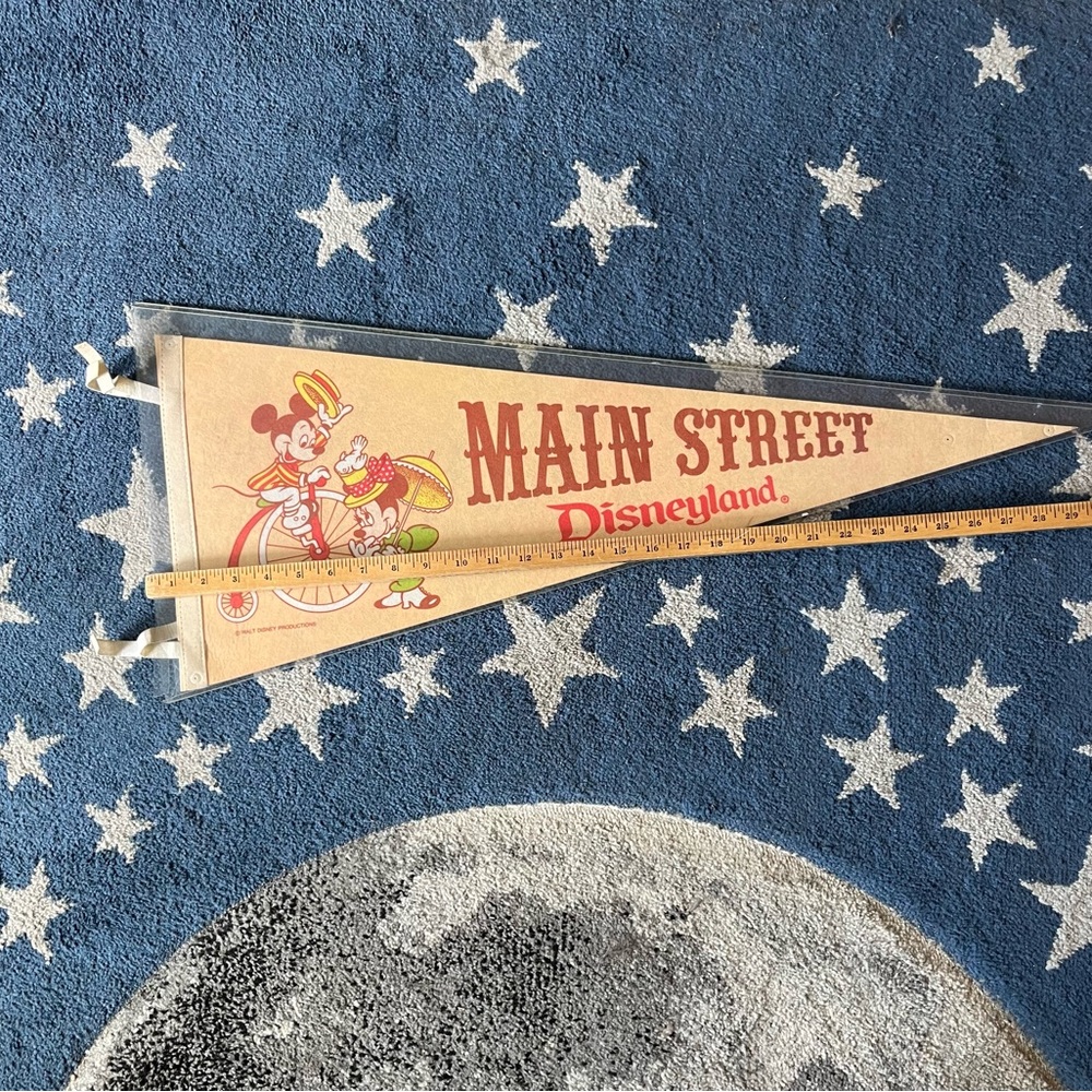 vintage DISNEY Disneyland Main Steet flag pennant banner Mickey Minnie